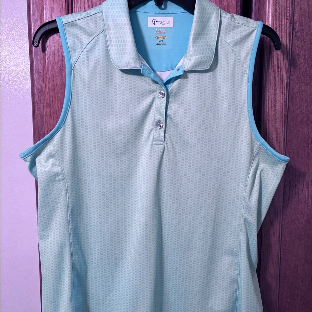 Women's Sleeveless Greg Norman Golf Shirt - Aqua Size L